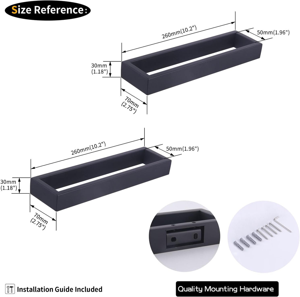 GERZWY Modern Black Towel Holder Stainless Steel Towel Ring for Bathroom Lavatory Wall Mount Contemporary Style 2 Pack HG1716-2BK