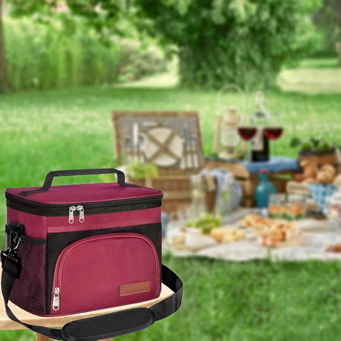 ExtraCharm Insulated Lunch Bag for Women/Men - Reusable Lunch Box for Office Picnic Hiking Beach - Leakproof Cooler Tote Bag Organizer with Adjustable Shoulder Strap for Adults