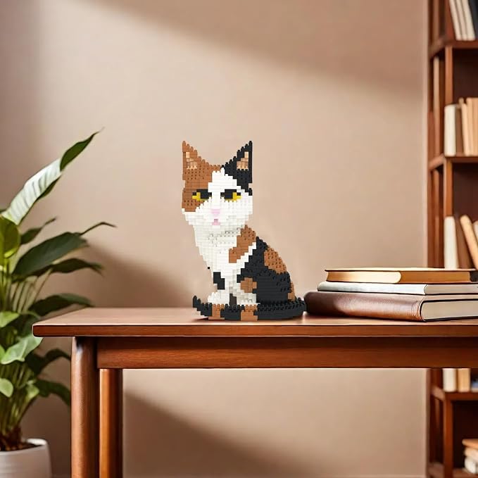 Larcele Cat Micro Building Blocks Animal Set, DIY Mini 3D Building Toy Bricks,1191pcs KLJM-05 (Cat, Model1979)