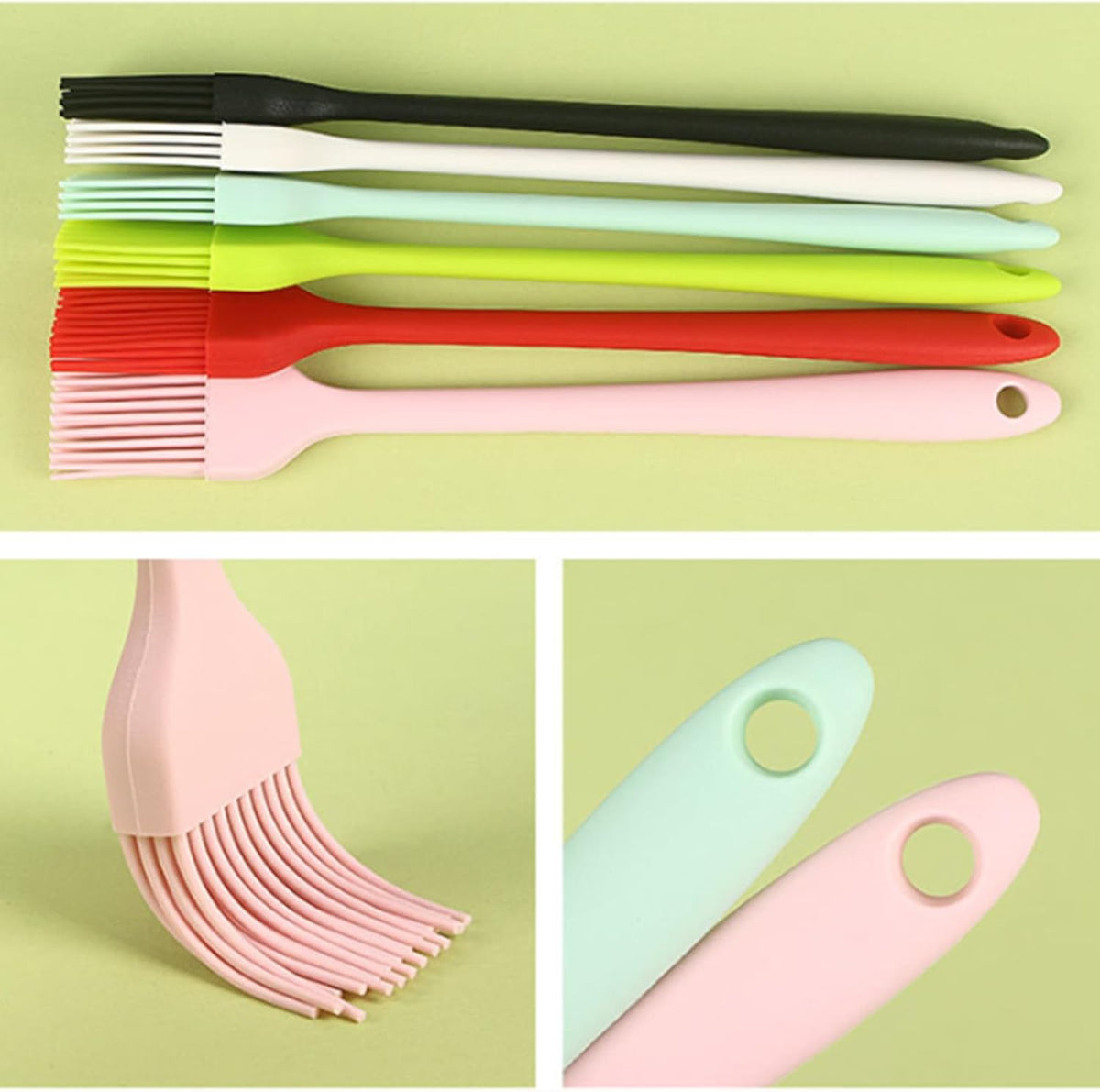 6Pcs Silicone Basting Brush Upgrade Pastry,Heat Resistant Brushes Premium Cooking Brush for Sauce Marinade Meat Glazing Oil BBQ Kitchen Cooking Baking Grilling Flavoring 19cm/7.48"(Small)