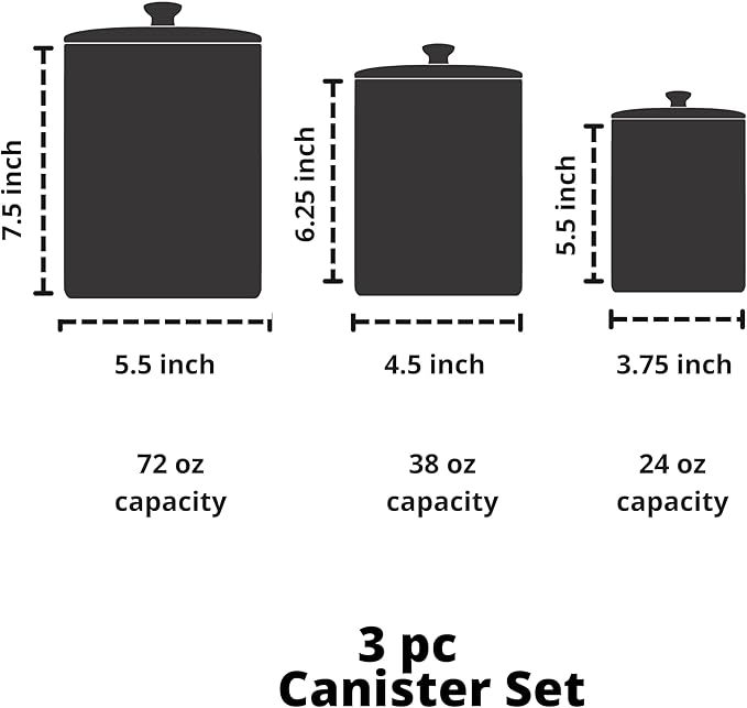 10 Strawberry Street Kitchen Canister Set, Fleur Red, 3 count (Pack of 1)