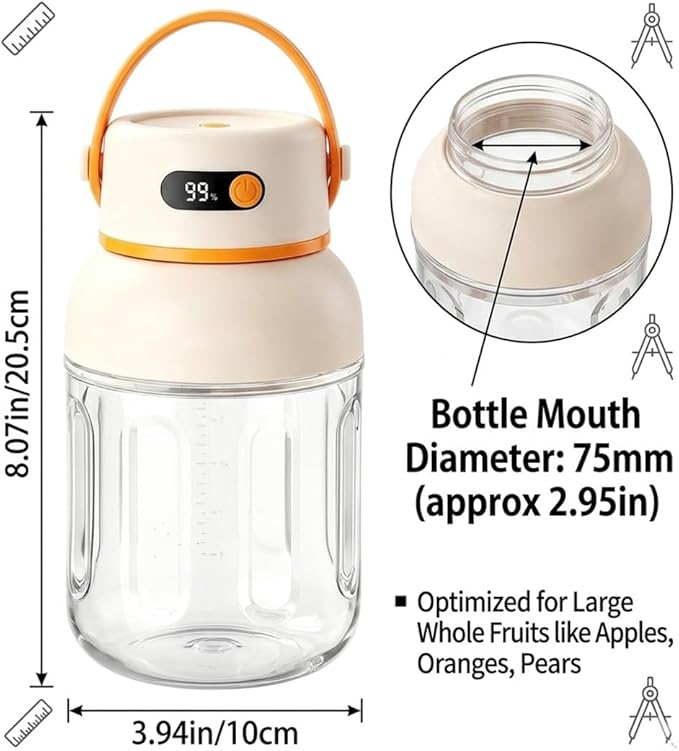 Portable Electric Juicer Cup with Zero Cord Hassle, 33oz Large Capacity Personal Blender with 18000RPM High Speed, 12 Blades & Dual Lids, USB-C Rechargeable Wireless Juicer Cup for Gym, Travel (1Pc)