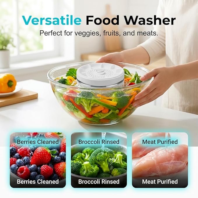 2026 New Fruit and Vegetable Cleaner Machine, Fruit Washing Device Titanium Electrolysis Fruit and Veggie Cleaning Machine, Waterproof Food Purifier for Fruits, Vegetables, Meat and Tableware (A)