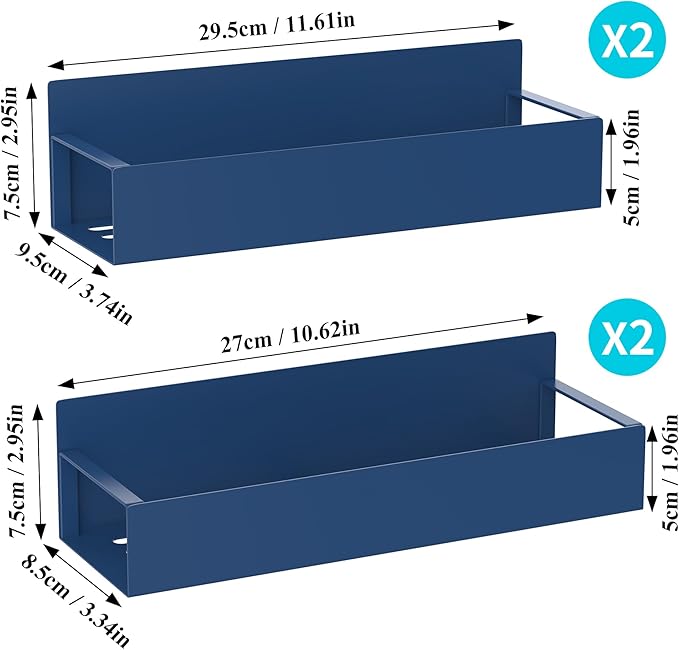 4 Pack Magnetic Spice Storage Rack Organizer for Refrigerator and Oven, Royal Blue Fridge Organizers and Storage