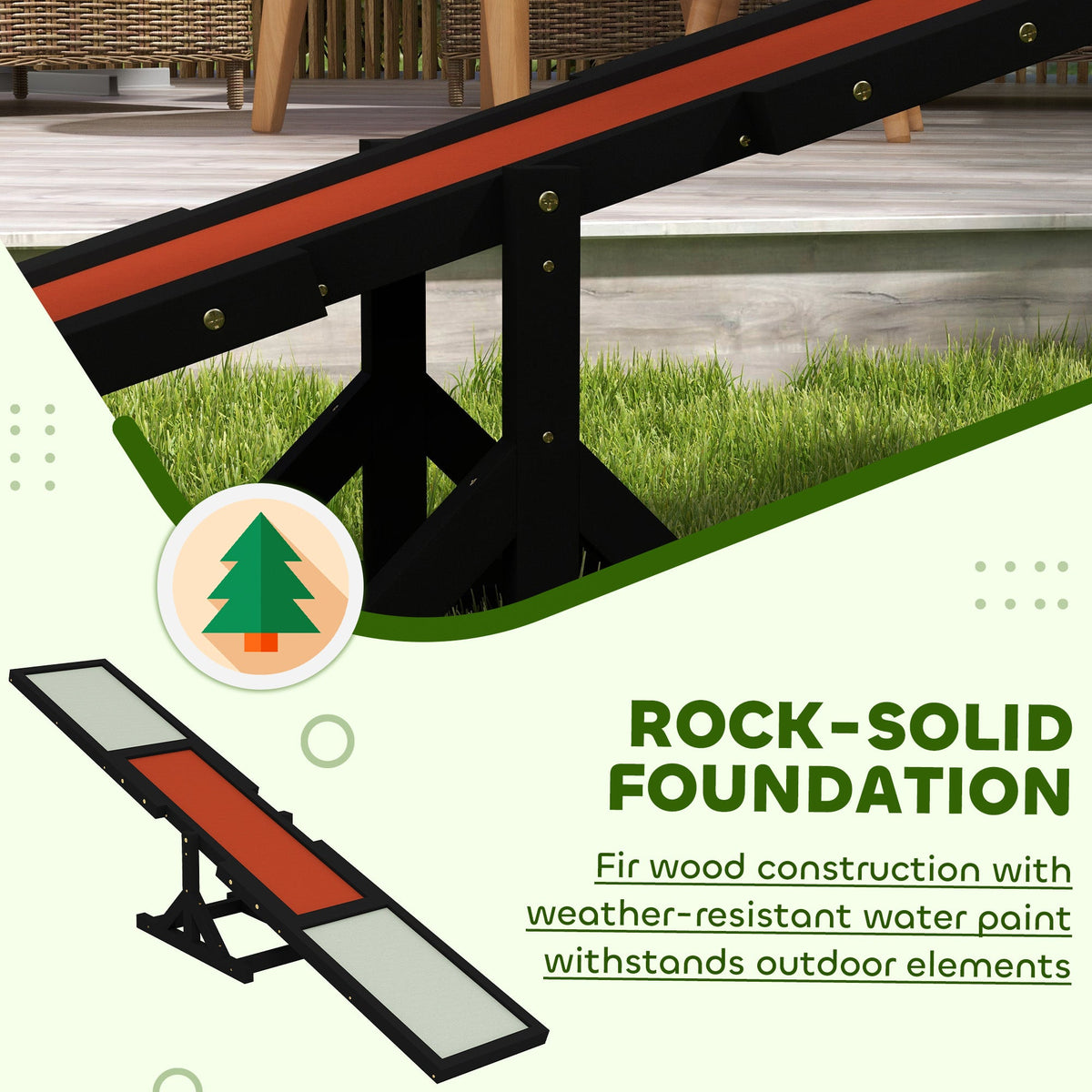 Wooden Dog Agility Seesaw for Training and Exercise, Black