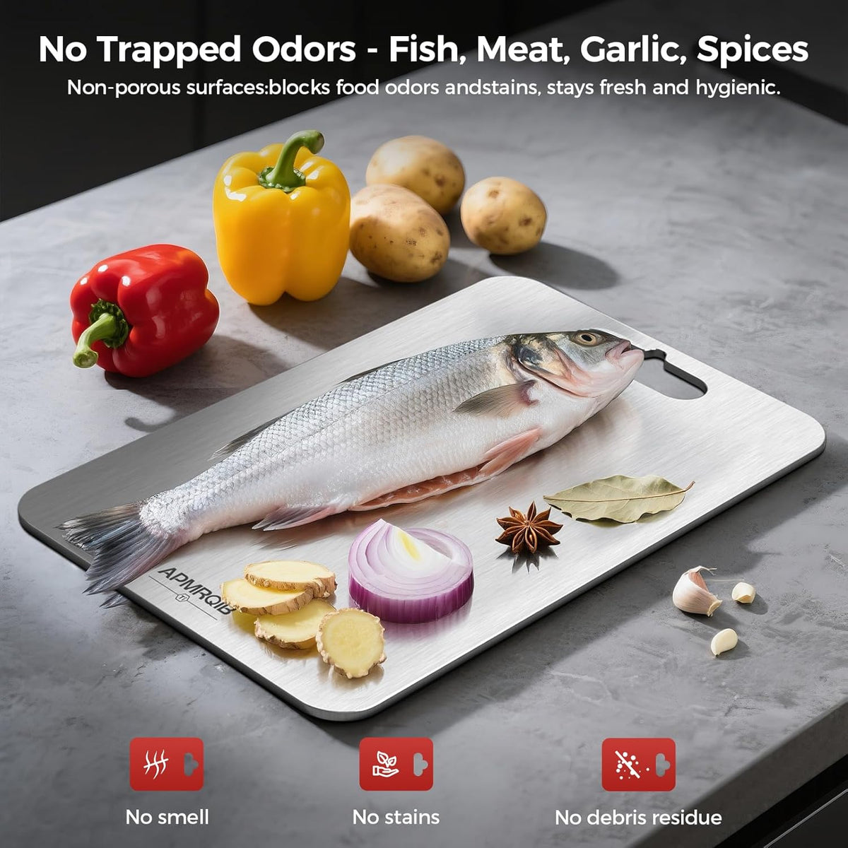 Titanium Cutting Boards for Kitchen, 100% Pure Titanium Cutting Boards Double Sided Non Toxic Cutting Board, Hygiene Durable Dishwasher Safe 13”× 8”