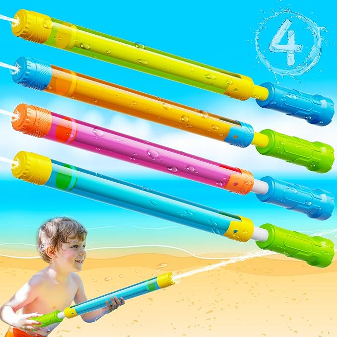 Water Gun Squirt Toys for Kids Adults- 4 Pack Water Blaster 40ft Squirt Gun for Age 3-4-5-8-12 Girls Boys, Fun Water Squirter Toy for Swimming Pool Beach Summer Outside Party Yards Games Outdoor