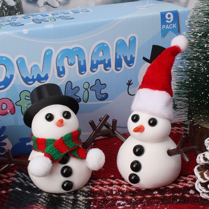 9 Pack Build a Snowman Kit Snowman Crafts for Kids,Modeling Clay Snowman DIY Kit, Christmas Stocking Stuffers for Kids,Christmas Crafts Xmas Gift