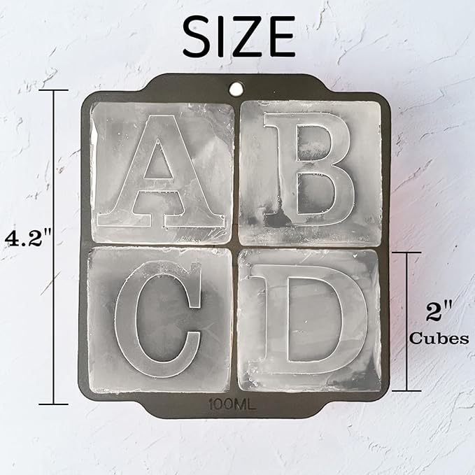 Letter A Monogram Ice Cube Mold Custom Ice Cube Mold 2 Inch Big Initials Silicone Ice Cube Tray Gifts for DAD Gifts for Him
