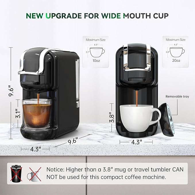 Multi-Capsule Coffee Maker, Hot/Cold Coffee Maker, Milk, ESE Pod Ground Coffee, Cafeteria, 19 Bar, 5 in 1 (Color : H2B M1A Tray WH, Size : CHINA_US)