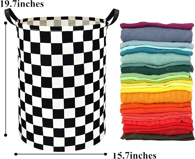 HIYAGON Boys Laundry Basket hamper Kids Hamper Car Toy Organizer Bins for Room Decor,Gift Basket for Bedroom(Racing Flag)