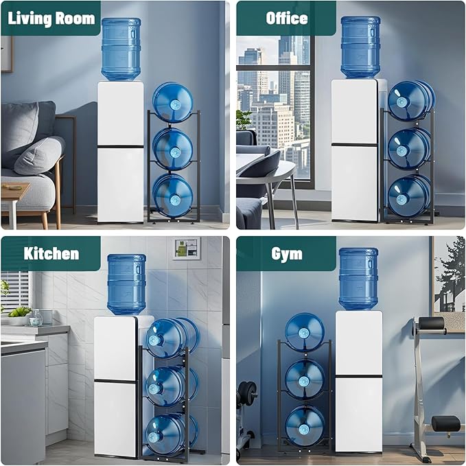 MYLOLF 5 Gallon Water Jug Holder : 3 Tier Water Jug Stand Holder for 5 Gallon Water Dispenser- 5 Gal Water Bottle Storage Rack Organizer for Home Kitchen Garage