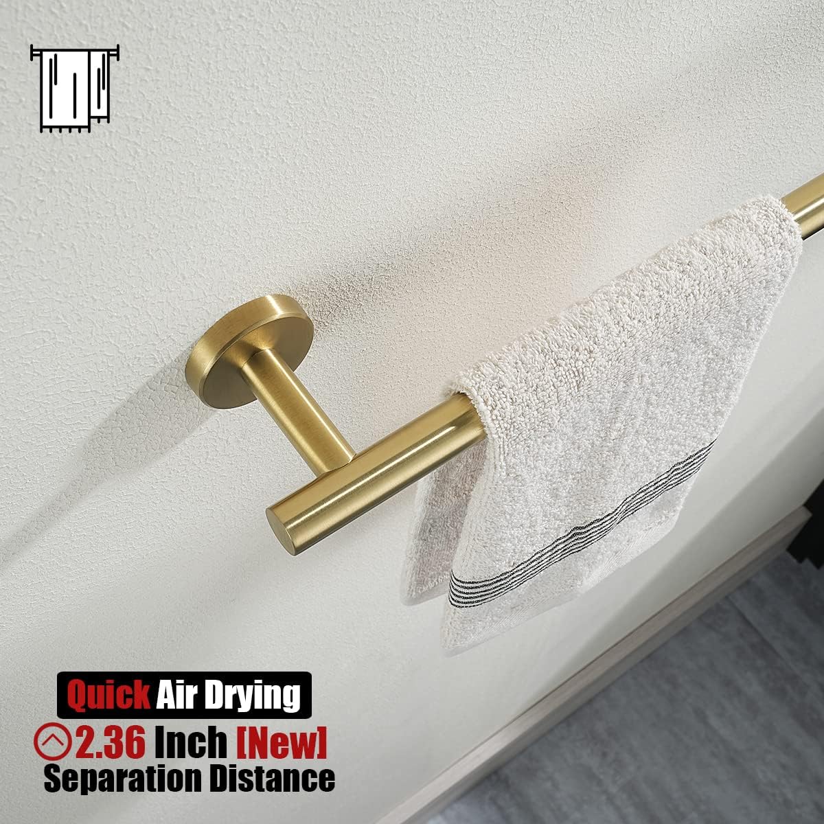 JQK Bath Towel Bar Gold, 39 Inch 304 Stainless Steel Thicken 1mm Towel Rack Bathroom, Towel Holder Brushed Golden Wall Mount, Useable Length 36 Inch, TB110L36-BG