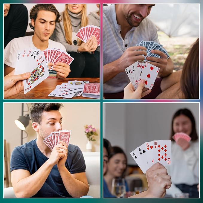 FURWEY Playing Cards 48 Pack,Standard Index,Red and Blue Backs,Large Digital Printing is Easy to Read,Blackjack,Euchre, Canasta Card Game, Poker Cards(Red/Blue)