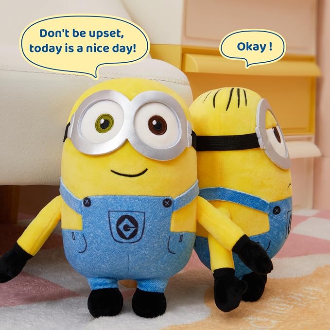 MINISO 8" Minions Stuffed Animals Plush Toys (Bob), Cute Sleeping Bedding Stuffed Animals Kawaii Plushies Pillow for Kids Toddler Toys Boys Girls