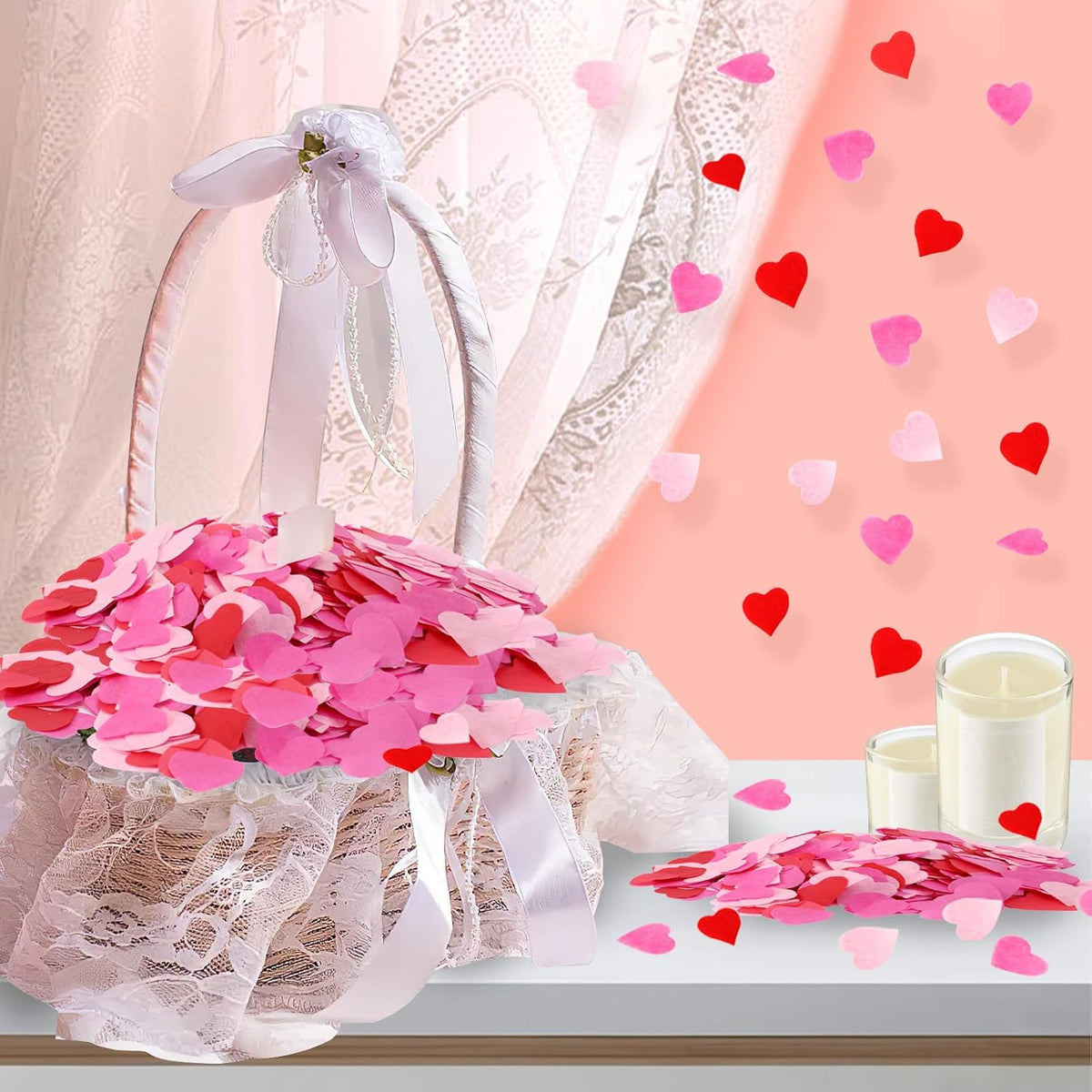 MARFOREVER Valentine's Day Heart Paper Confetti, Red Heart Tissue Decorations Valentine Party Scatter Table Confetti Sprinkles Hearts for Balloons Wedding Birthday Festival Supplies