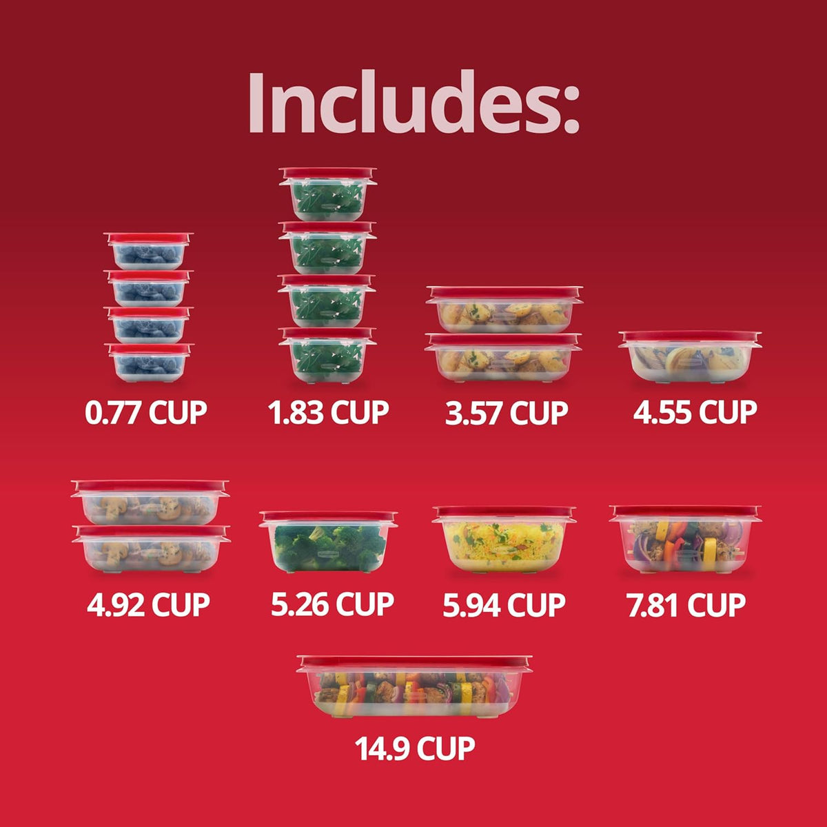 Rubbermaid EasyStore Rectangle, Square, and Round Containers, 34-Piece Set, Food Storage Containers, Food Storage Containers with Lids