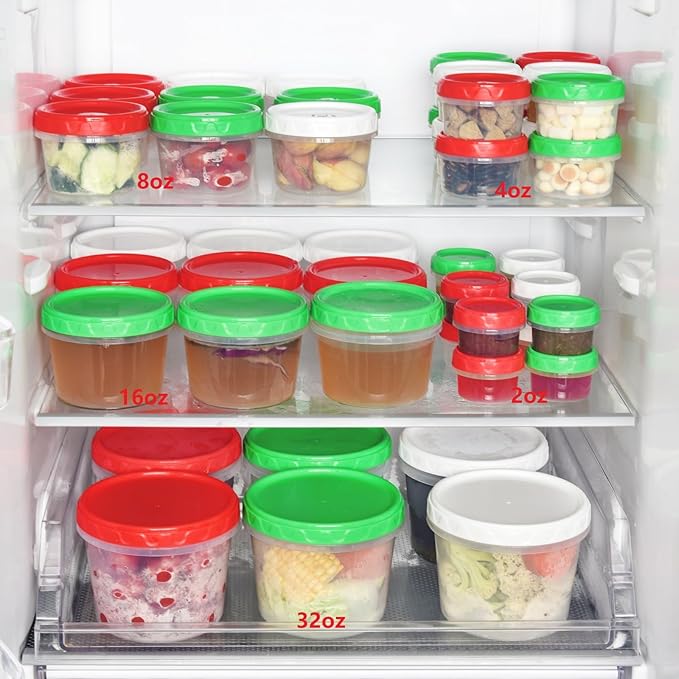 EONJOE 8 oz Small Freezer Containers with Lids Stackable Plastic Food Storage Container 1 Cup Meal Prep Bowls Airtight Dishwasher Safe,6-pack