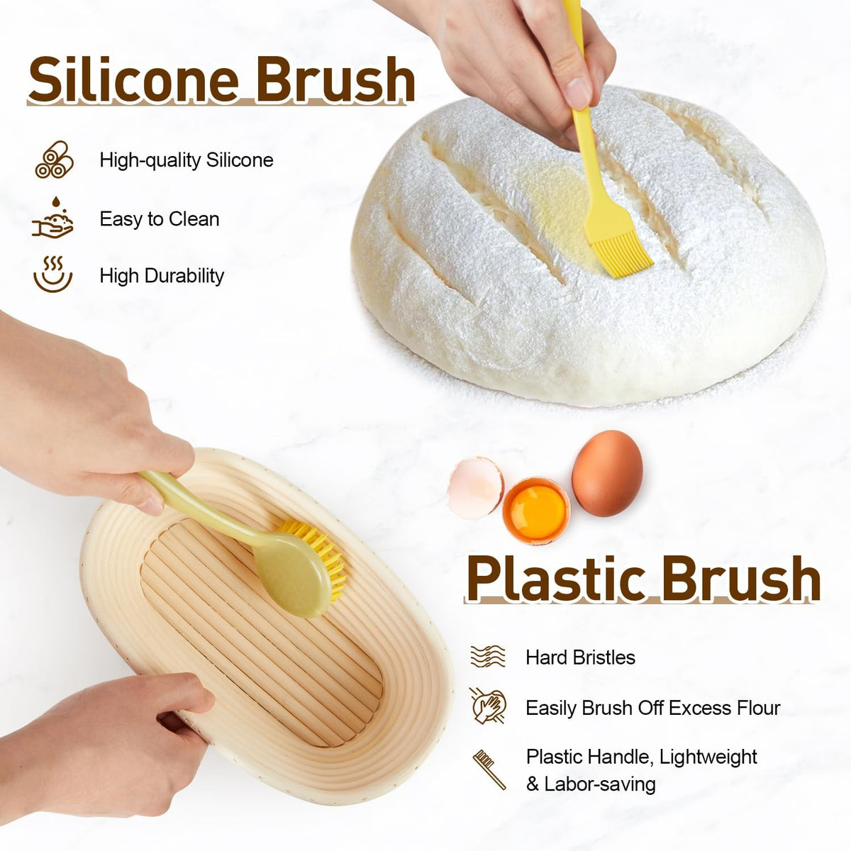 Banneton Bread Proofing Basket with 10 Inch Oval Bread Proofing Basket, Sourdough Banneton Basket for Artisan Baking, Sourdough Starter Kit & Sourdough Bread Baking Supplies for Home Bakers