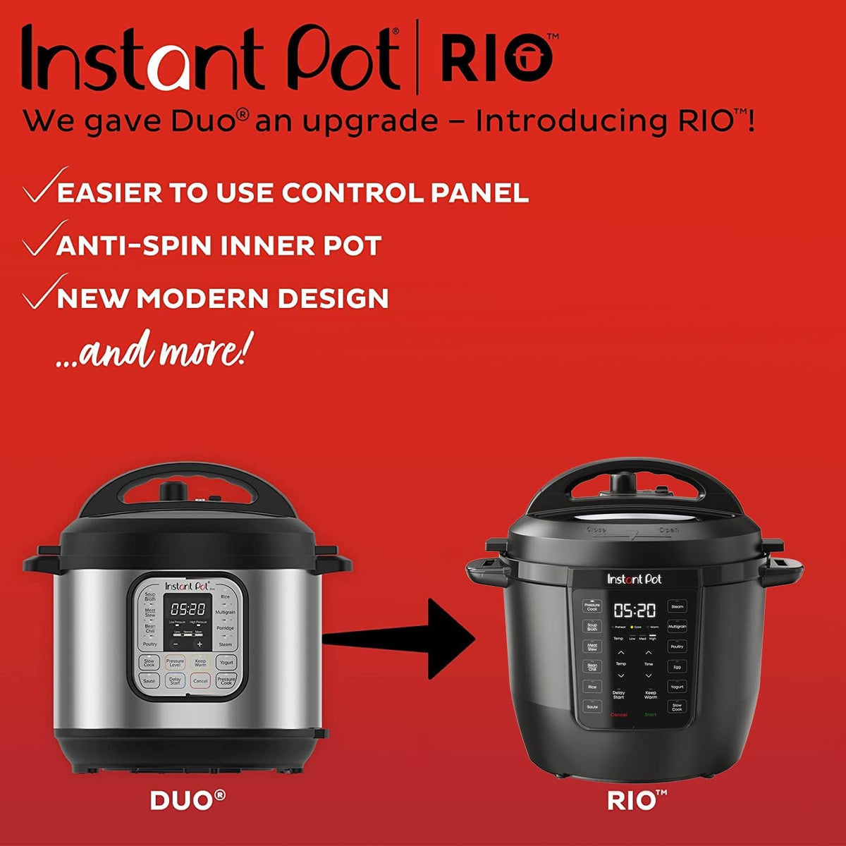 Instant Pot RIO, 7-in-1 Electric Multi-Cooker, PressureCooker, SlowCooker, RiceCooker, Steamer, Sauté, Yogurt Maker, & Warmer, Includes App With Over 800 Recipes, 6 Quart