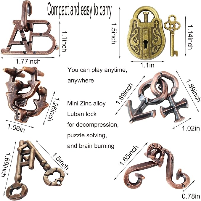 Arlai 12 pcs Wooden Brain Teaser Puzzle and Metal 3D Unlock Interlocking Jigsaw Educational Toy for Kids and Adults Brain Games Durable Easy to Assemble Birthday Gifts Educational Toys