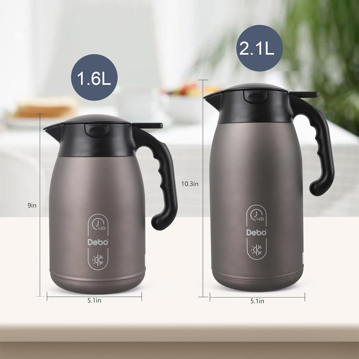 Thermal Coffee Carafe-71oz vacuum Coffee Carafe For Keeping Hot Liquids,Coffee Carafe,Thermal Stainless Steel, Coffee Carafes Press On Lid, Coffee Dispenser.(2.1l) oatmeal