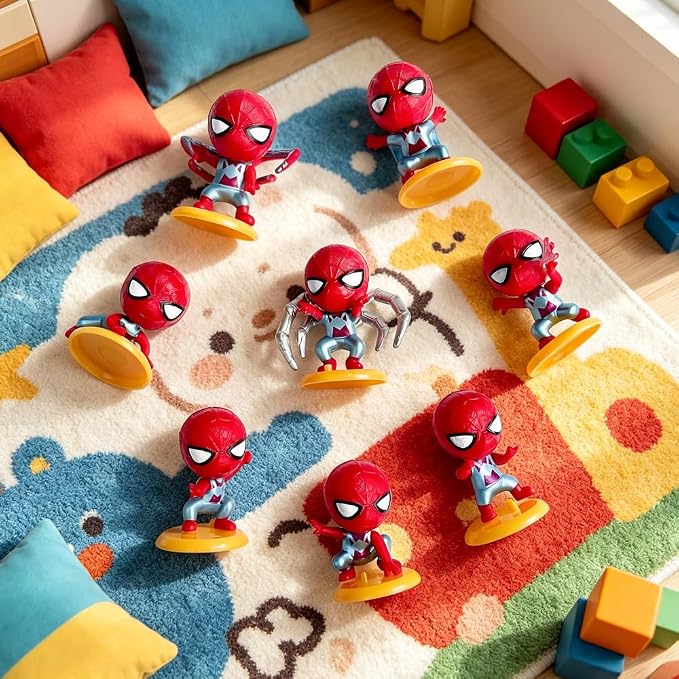 8Pcs Spider Figure Set, Cartoon Figures Christmas Decoration, Collectible Figurines Gift for Anime Fans