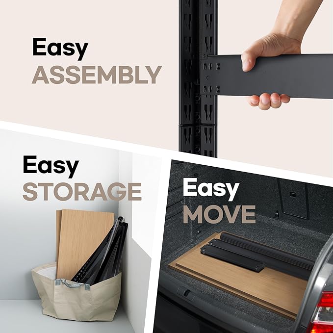 HOMEDANT House Black 5 Tier 24.4" W Laminated Metal Shelving Unit Adjustable Storage Utility Rack Heavy Duty Shelves Organization Multipurpose Shelf Kitchen Garage Pantry Closet 3 Pack