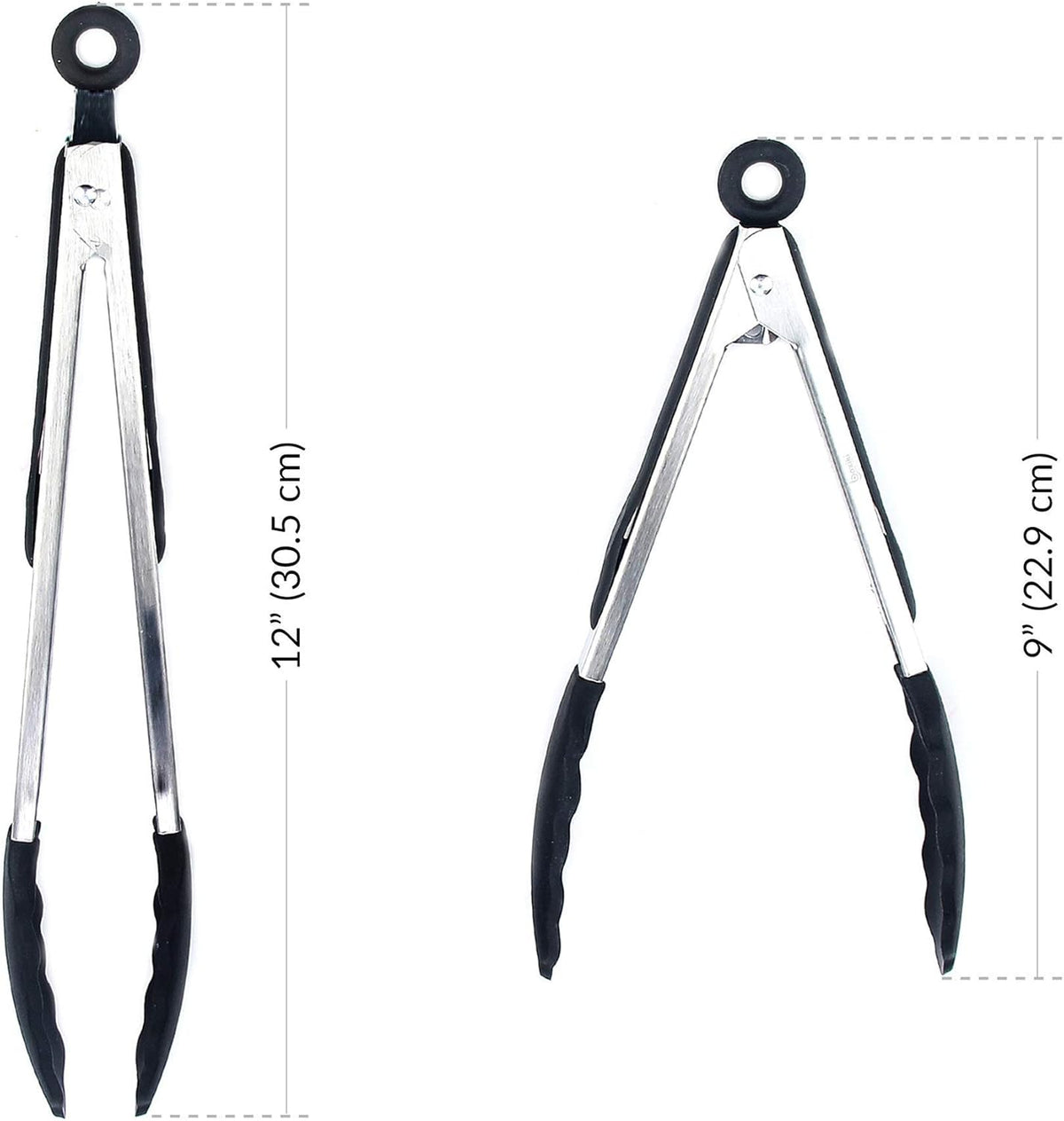 Kitchen Tongs for Cooking with Silicone Tips by Boxiki Kitchen, BPA Free Stainless Steel set of 2 Silicone Tongs for Cooking, Grilling & Toss a Salad, Heat Resistant Grill Tongs for Serving Food.