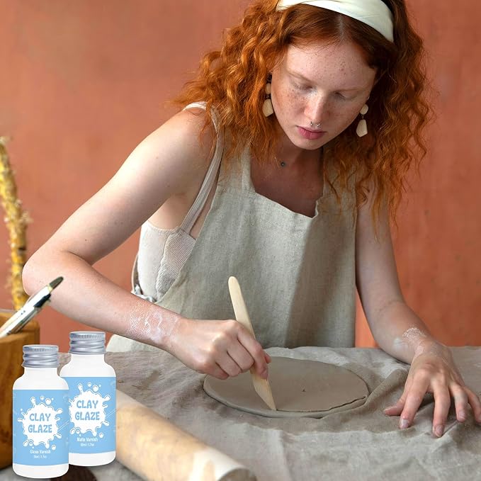 50ml Air Dry Clay Varnish,Air Dry Clay Sealant for Airdry Clay,Air Dry Clay Glaze Can Not Only Used to Prevent Clay Cracking, Scratches, and Wear,It Can Also Having a Matte Glaze Effect (Matte)