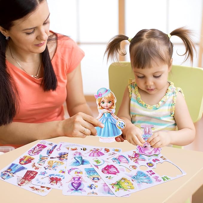 Magnetic Dress up Dolls - Girls Fun Mix and Match Play Magnetic Paper Dolls with 4 Themed Magnetic Costume Stickers for Creating Imaginative Birthday Gifts