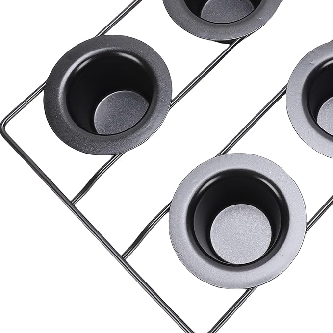 FOSA 6 Cup Popover Pan, Deep Non Stick Carbon Steel Bakeware with Even Heating for Baking Popovers Muffins Puddings and Easy Cleanup