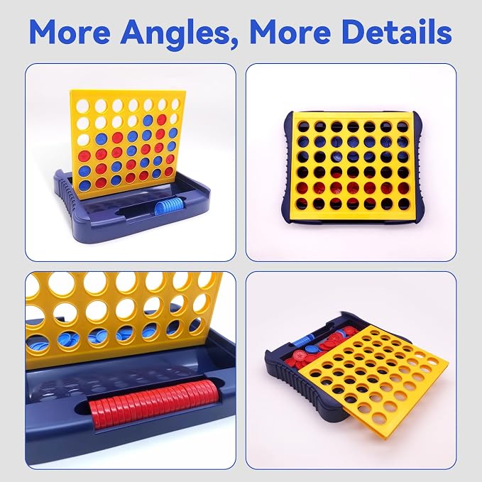 Pup Go 4 in a Row Game Large, Board Game for Kids, Four in a Line, Line Up 4, Classic Family Fun Games for 3 4 5 6 7 8 9+ Year Old Children Boys Girls Adults Yellow (6 Spare Discs Included)