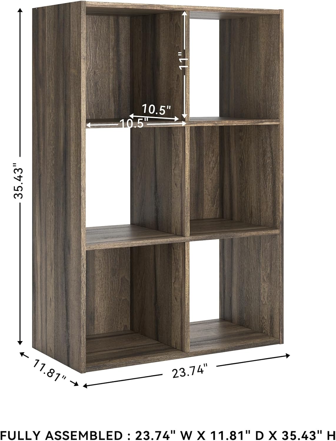 Signature Design by Ashley Shallifer 6 Cube Storage Organizer or Bookcase, Brown