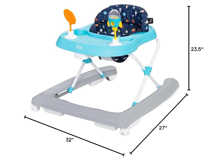 Smart Steps Trend Activity Walker and Entertainer with Removeable Toys, Large Tray, Cup Holder, Adjustable Height and Flat Fold Frame for Storage, Ages 6 Months +, Space Walk Navy