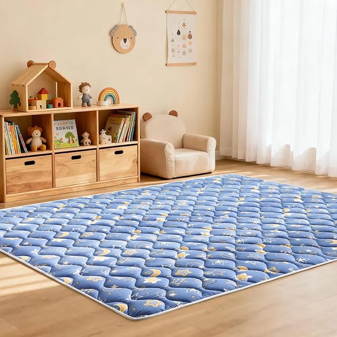 Odorless Premium Foam Baby Play Mat 47" x 47", Soft Microfiber Fabric Crawling Mat for Floor- Comfortable and Hypoallergenic, Non-Slip Cushioned Floor Playpen mat for Infants,Babies,Toddlers