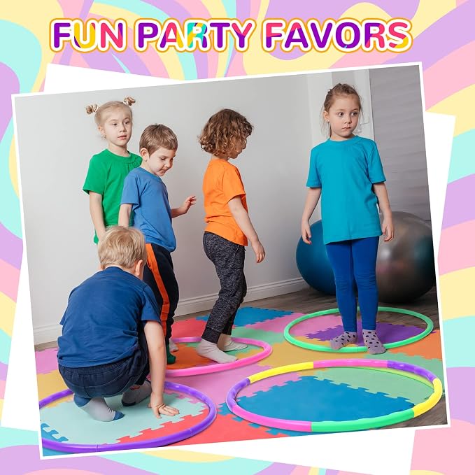 Sratte 12 Pcs Toy Hoop for Kid Detachable Adjustable Toy Hoop Colored Hoop Exercise Ring Plastic Circle for Kid Teen Gymnastics Dog Agility Equipment, Require Self Assembly(Simple Colors, 24 Inch)