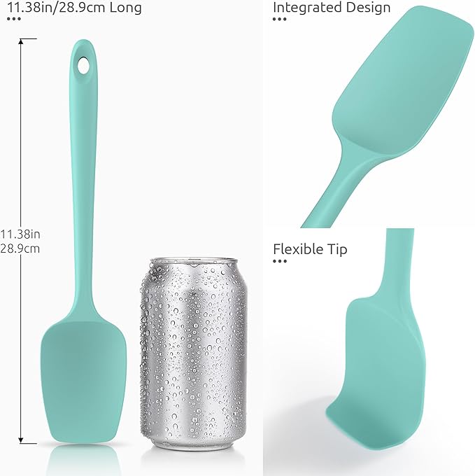 U-Taste 18/8 Stainless Steel Measuring Cups and Spoons Set of 12 (Multi) and 600ºF Heat Resistat Silicone Flexible Baking Spoon Spatula & Cooking Scoop Spoonula (Aqua Sky)
