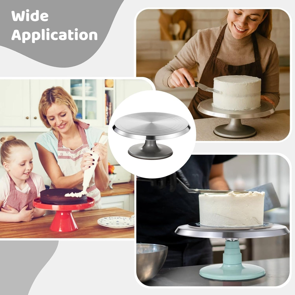 OMISTAR Aluminium Alloy Revolving Cake Stand, 12 in Cake Decorating Turntable, Non-Slip Rotating Platform, Smooth 360° Rotations for Cake Decorating and Baking Parties