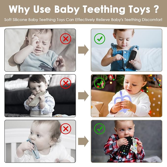ZOEDO Baby Teething Toys, Remote Control Shape Teething Toys, Cell Phone Teether for Babies, Toy Chew for Babies 3-24 Months, BPA Free & Refrigerator Safe