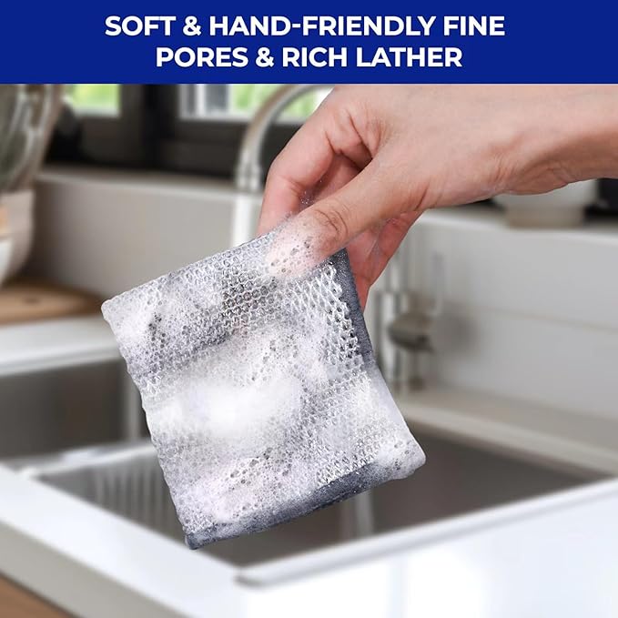 50 PCS 3-Layer Non-Scratch Multipurpose Steel Wire Dishcloths - Reusable Quick-Dry Odor-Free Scrub Cloths for Dishes, Kitchen Cleaning Cloths for Cookware, Sinks, Stove Tops(7.87X7.87)