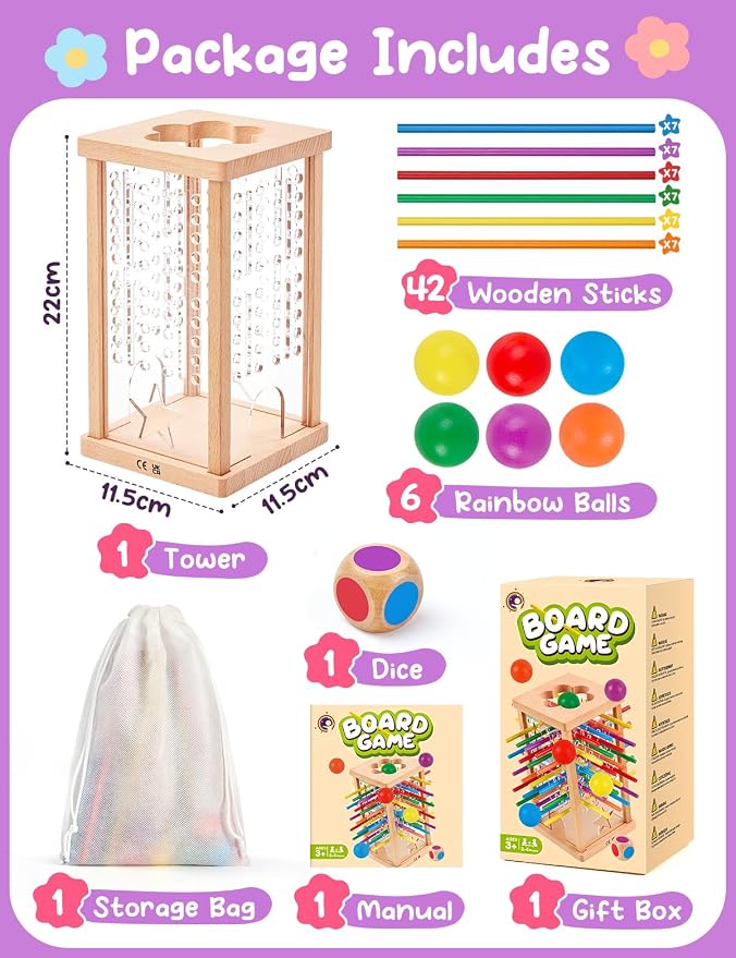 Montessori Wooden Board Game for Kids 4-6,Math Educational, Fine Motor Skills Toy for 3+ Year Olds Girls Boys, Classic Table Game for Family Night Gift for Boys and Girls