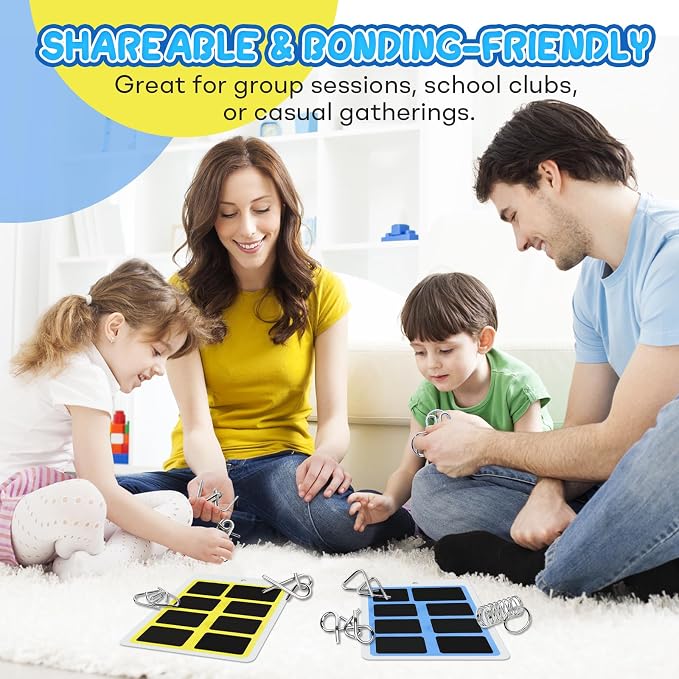 Christmas Metal Brain Teaser Puzzles Ring Educational Toys, Steel IQ Games Physics Mind Metal Puzzles for Adults, Unlock Interlock Game, Brain Teaser Puzzle for Party Favor Kids (Christmas)