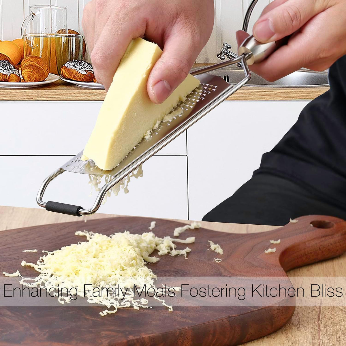 KULUNER Professional-Grade Lemon Zester with Fine Blades, Lightweight Cheese/Vegetable Grater, Solid Wood Handle Design - Rust-Resistant, Durable, Essential Kitchen Tool (A2)