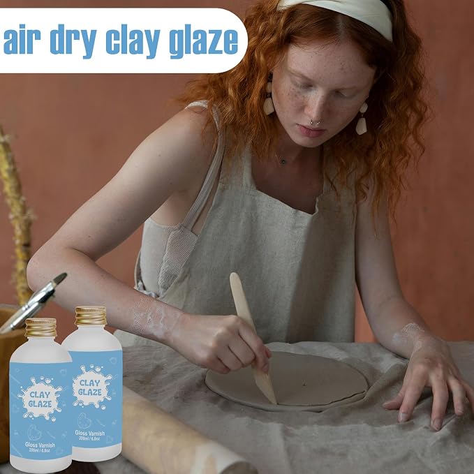 200ml Air Dry Clay Varnish,Air Dry Clay Sealant for Airdry Clay,Air Dry Clay Glaze Can Not Only Used to Prevent Clay Cracking, Scratches, and Wear,It Can Also Having a Glossy Glaze Effect (Gloss)