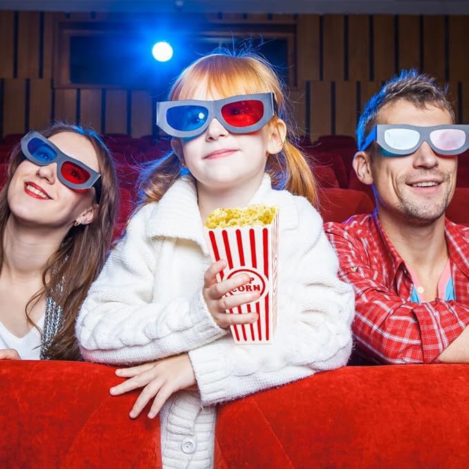 Novelty Place Plastic Red & White Striped Classic Popcorn Containers for Movie Night - 7.8" Tall x 3.8" Square (16 Pack)