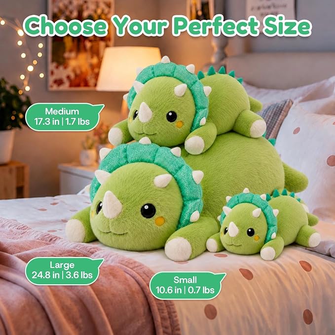 Triceratops Dinosaur Weighted Stuffed Animal Plush Toy(17.3 Inch, 1.7 Lbs)
