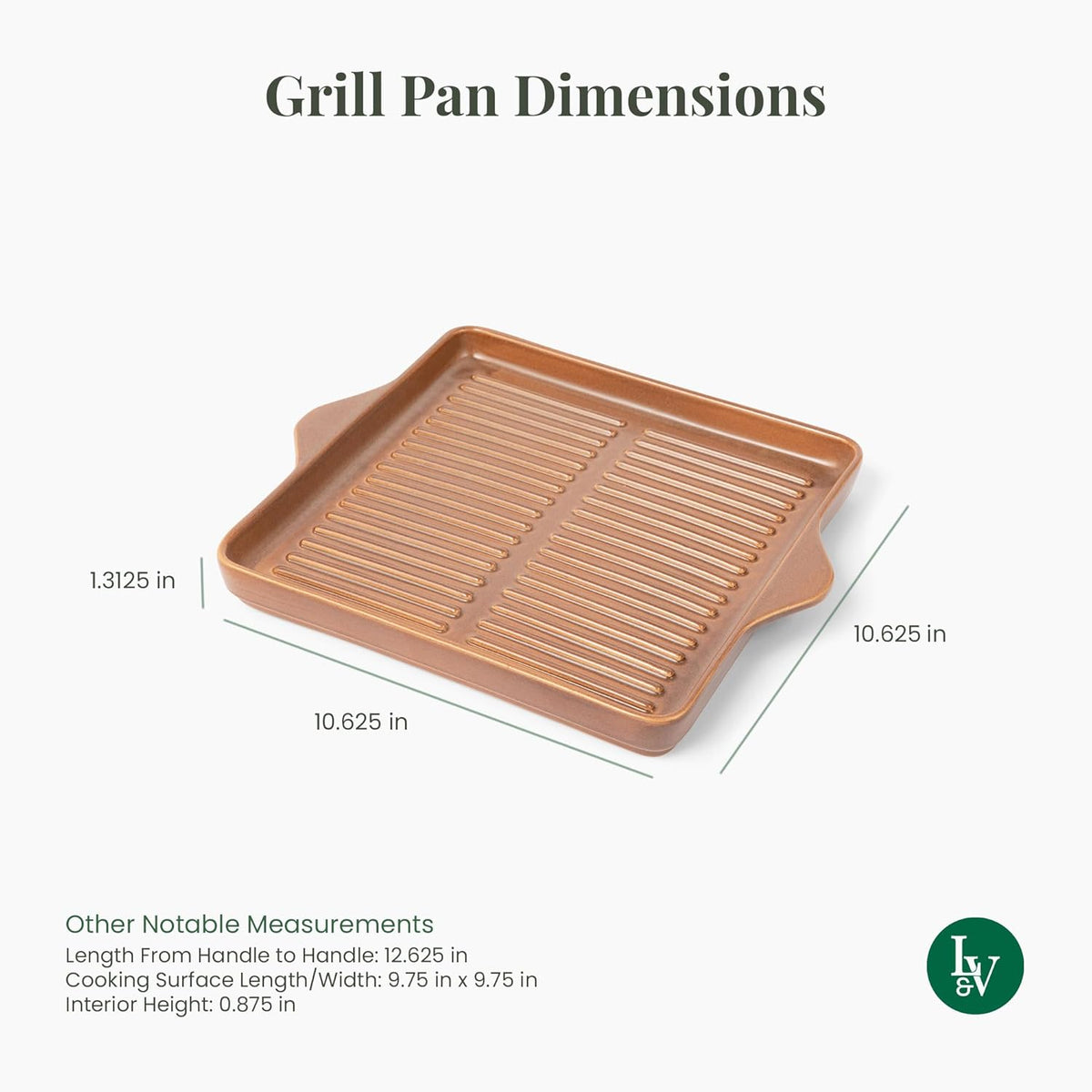 Larder & Vine Indoor/Outdoor Ceramic Stoneware Grill Pan Handmade in Italy