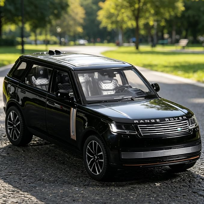 Toy Car Model 1/24 Diecast Cars Compatible with Land Rover Range Rover Off-Road SUV Collect Model Car Kits for Adults and Boys Metal Toy Cars for Kids Age 3+ Pull Back Cars with Light and Sound(Black)
