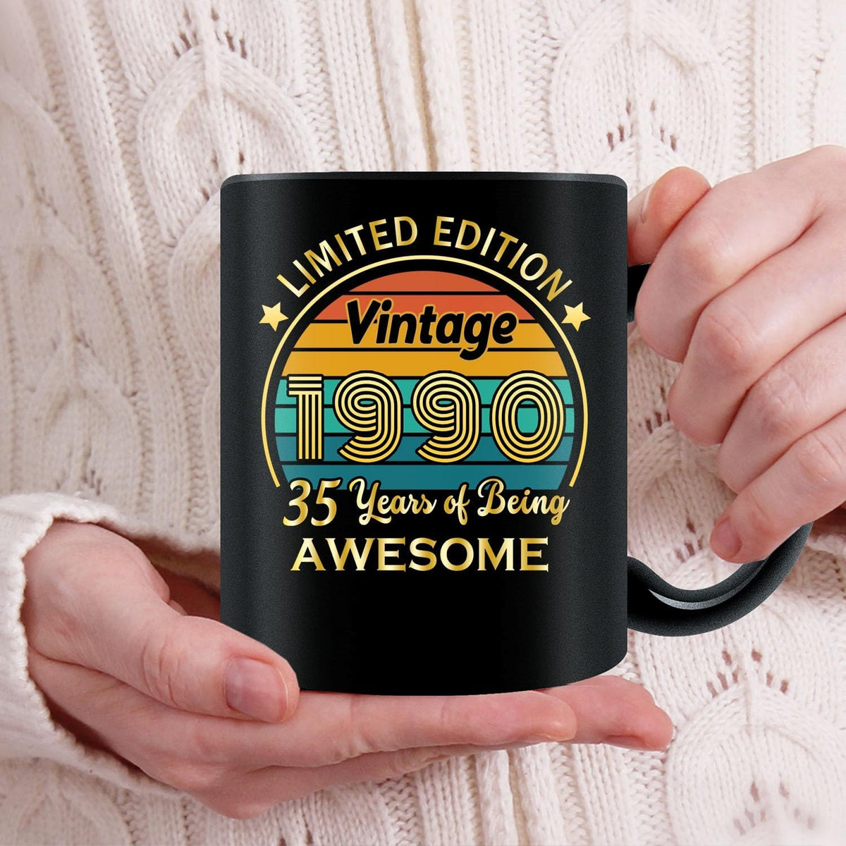 QUPT 35th Birthday Gifts for Women Men, 35th Birthday Gifts for Him, 1990 Birthday Gifts for Women Men, 35 Years Old Gifts, 1990 Birthday Gifts for Her Him, 35th Birthday Presents Coffee Mug